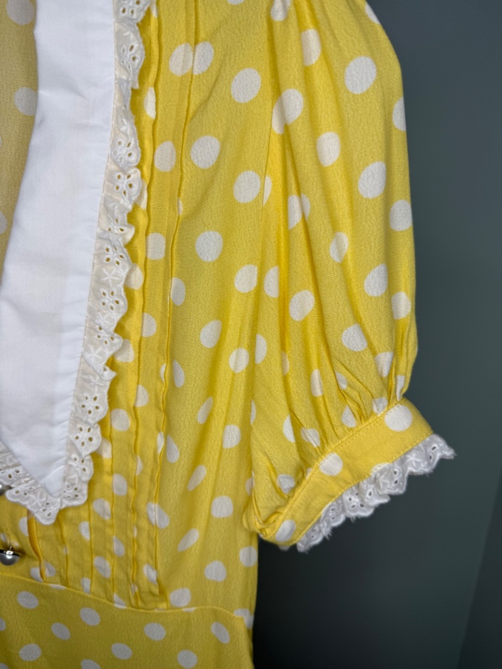 NWOT Kimchi Blue Urban Outfitters Yellow Polkadot Collared Dottie Mini Dress S - Picture 7 of 14
